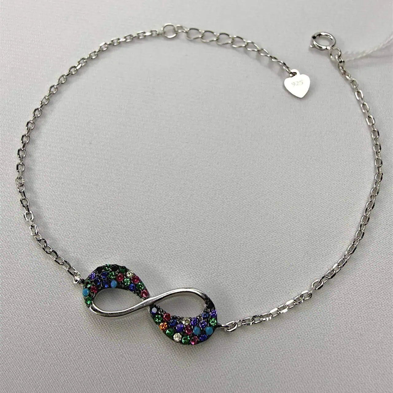 Срібний брасле "Кольорова безкінечність" фото