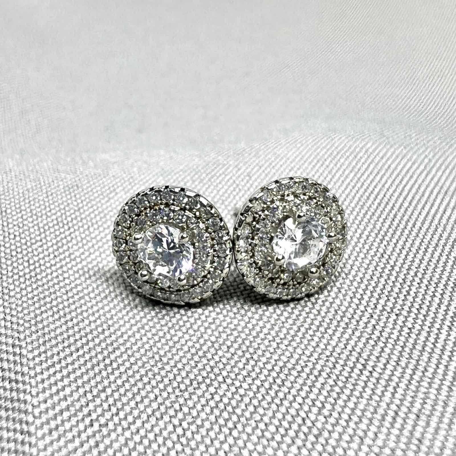 Срібні сережки "Подвійне сяйво" фото