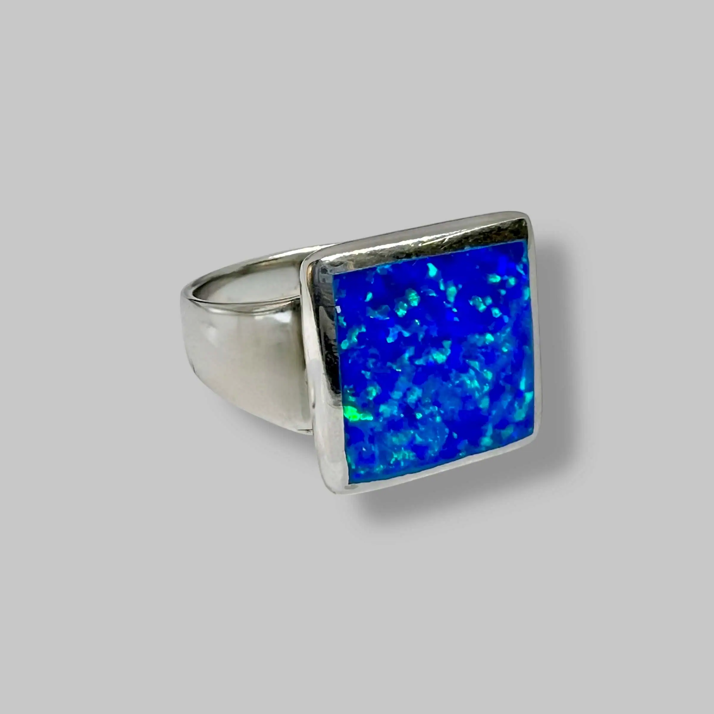 Срібна каблучка "Лазурний піксель" фото