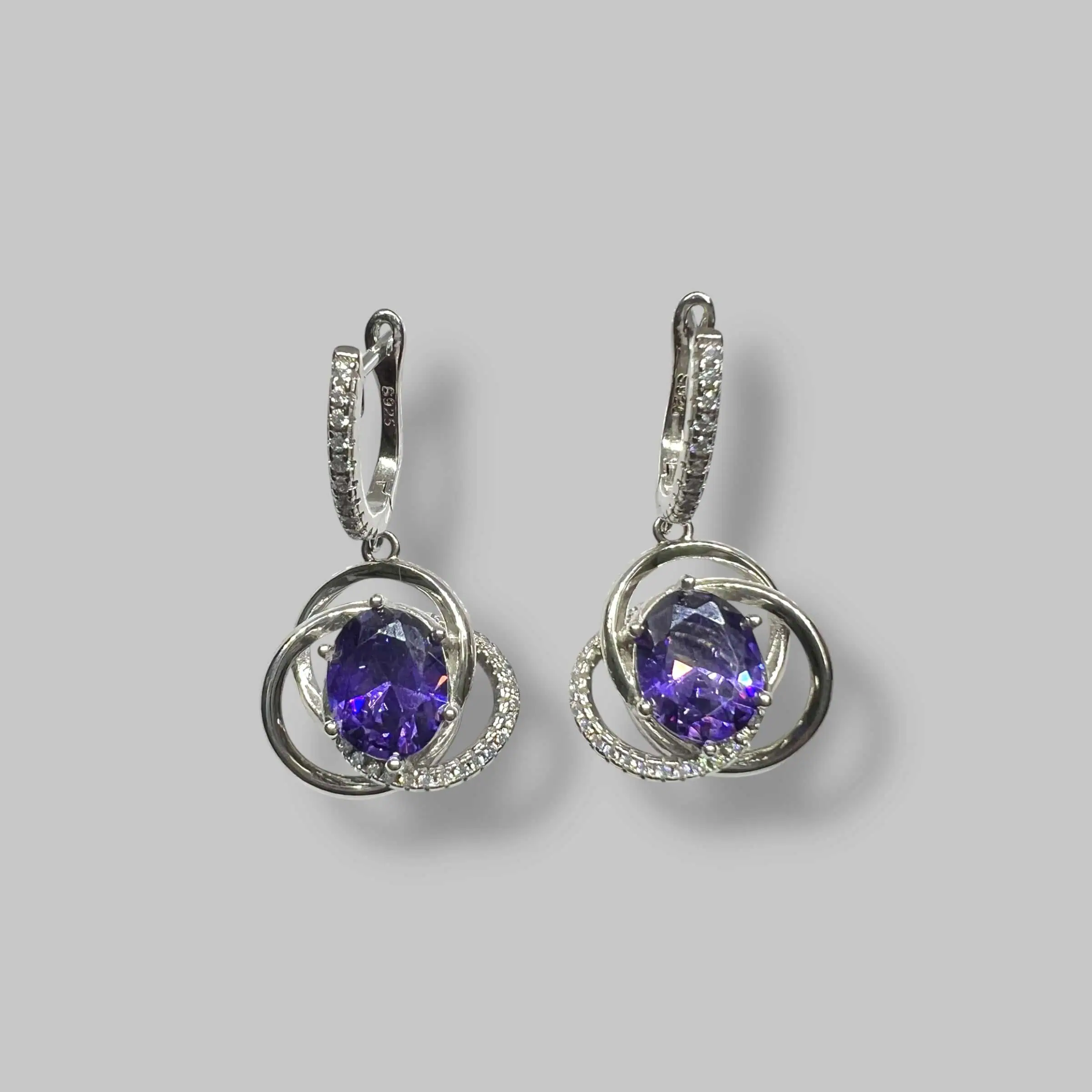 Срібні сережки "Фіолетовий вихор" фото