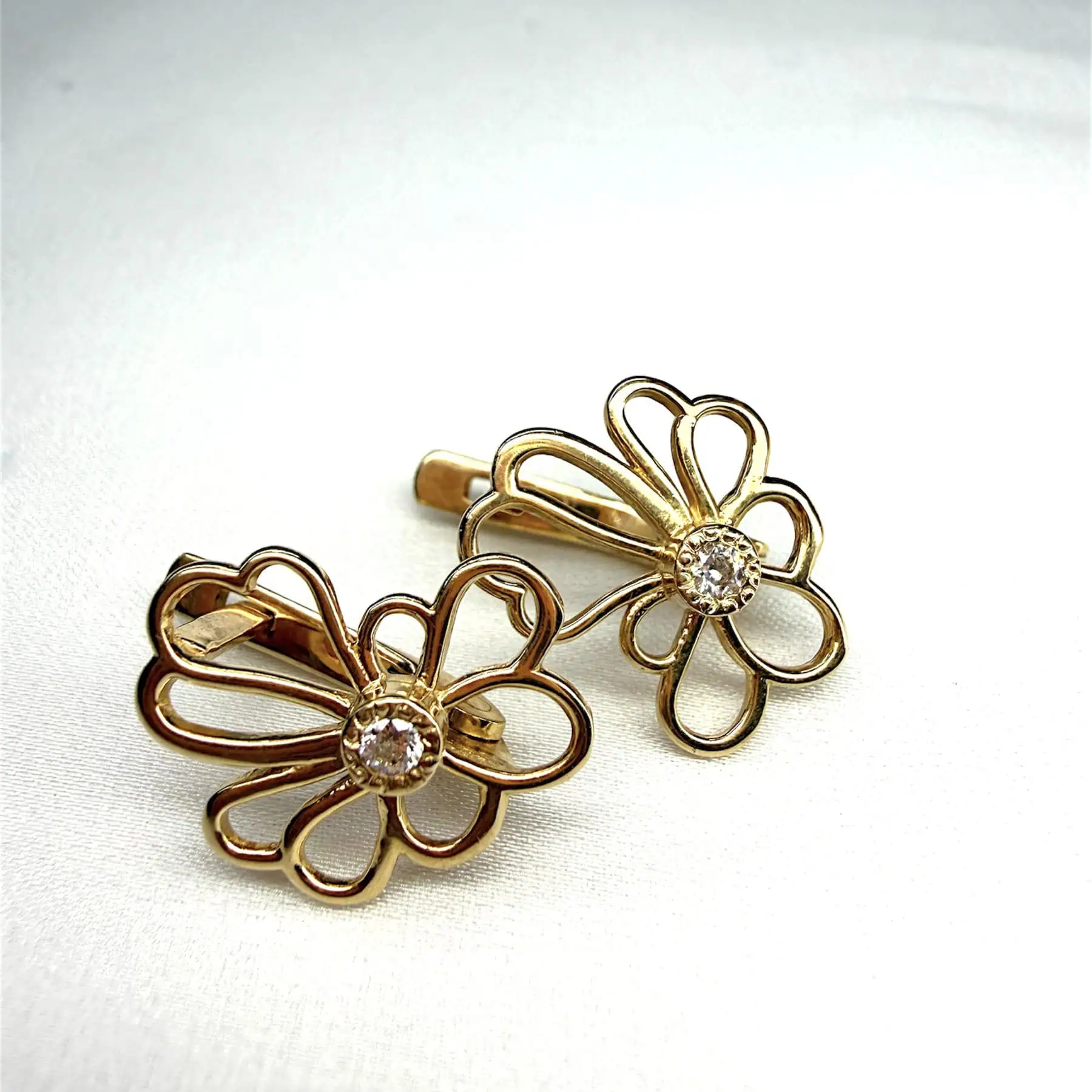 Золоті сережки "Польові квіти" фото