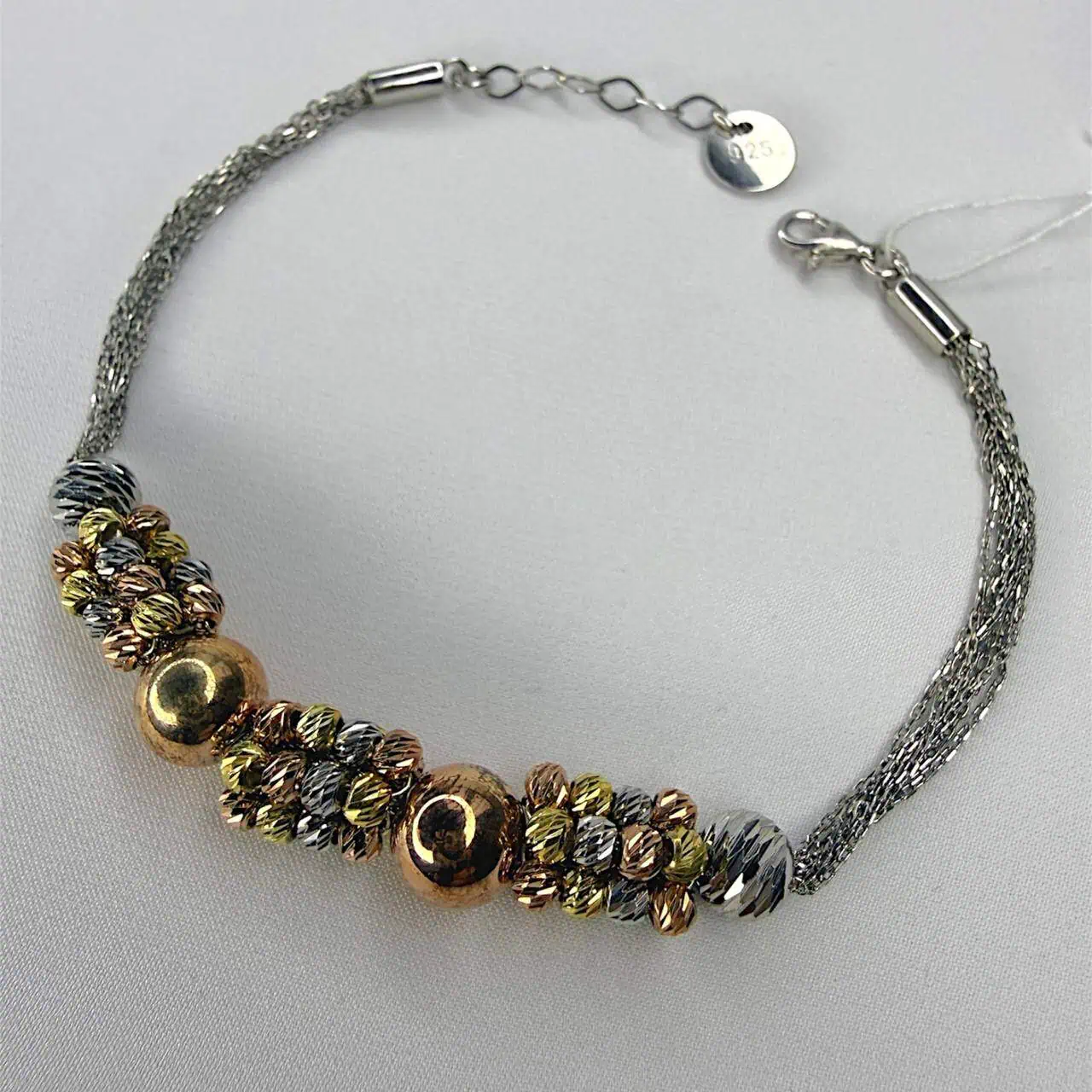 Срібний браслет "Три кольори" фото